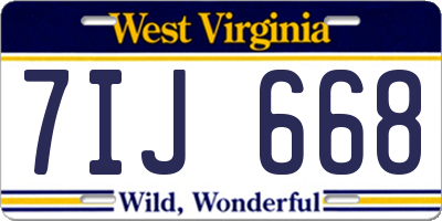 WV license plate 7IJ668