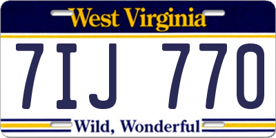 WV license plate 7IJ770