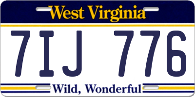 WV license plate 7IJ776