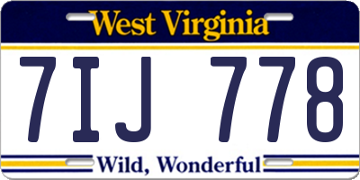 WV license plate 7IJ778