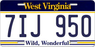 WV license plate 7IJ950