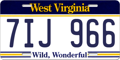 WV license plate 7IJ966