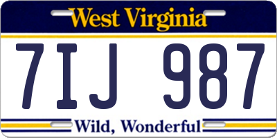 WV license plate 7IJ987