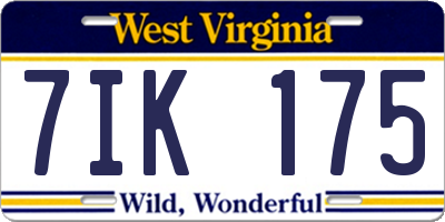 WV license plate 7IK175