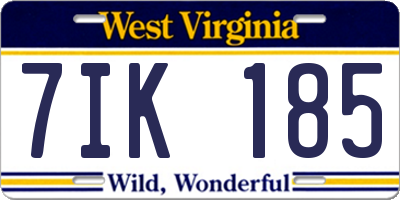 WV license plate 7IK185