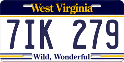 WV license plate 7IK279