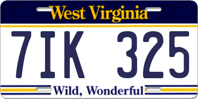WV license plate 7IK325