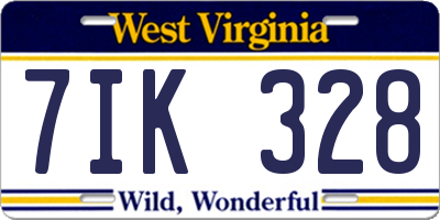 WV license plate 7IK328