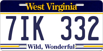 WV license plate 7IK332