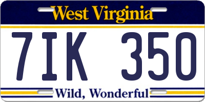 WV license plate 7IK350