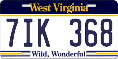 WV license plate 7IK368