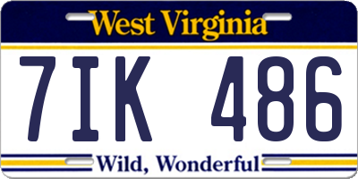 WV license plate 7IK486