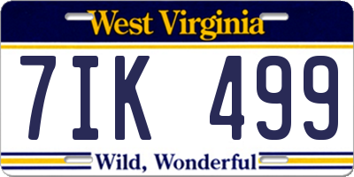 WV license plate 7IK499