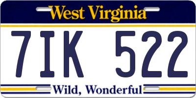 WV license plate 7IK522