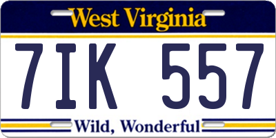 WV license plate 7IK557