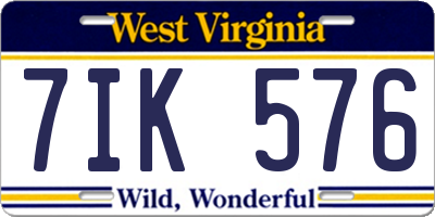 WV license plate 7IK576