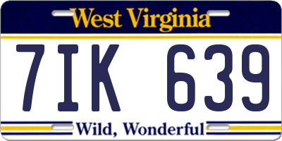 WV license plate 7IK639