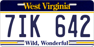 WV license plate 7IK642