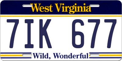 WV license plate 7IK677
