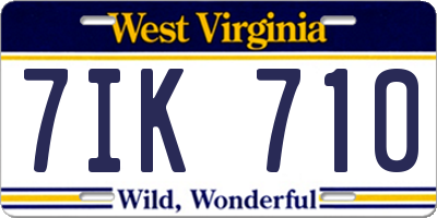 WV license plate 7IK710