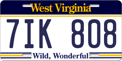 WV license plate 7IK808