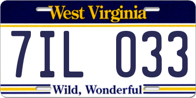 WV license plate 7IL033