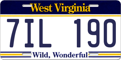 WV license plate 7IL190