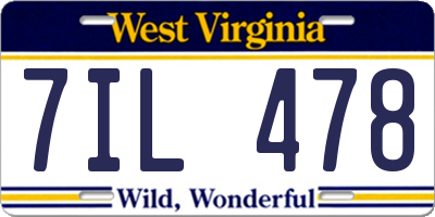 WV license plate 7IL478