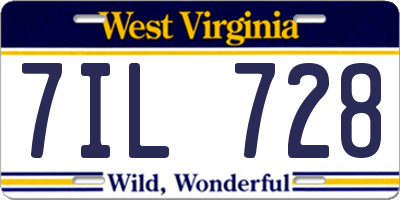 WV license plate 7IL728