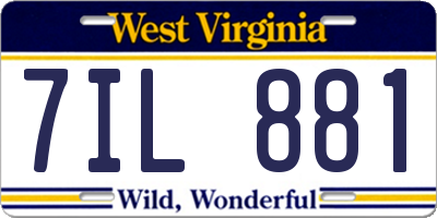 WV license plate 7IL881