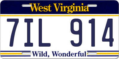 WV license plate 7IL914
