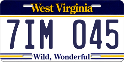 WV license plate 7IM045