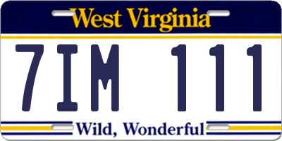 WV license plate 7IM111
