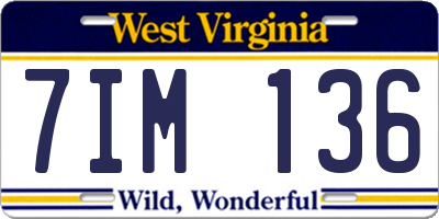 WV license plate 7IM136