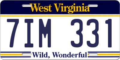 WV license plate 7IM331