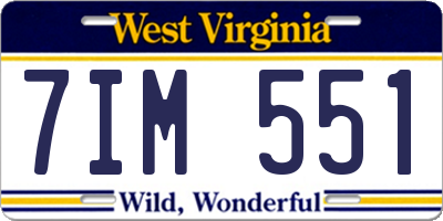 WV license plate 7IM551
