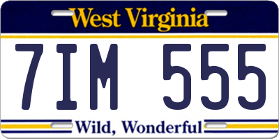 WV license plate 7IM555
