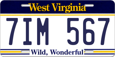 WV license plate 7IM567