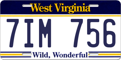 WV license plate 7IM756