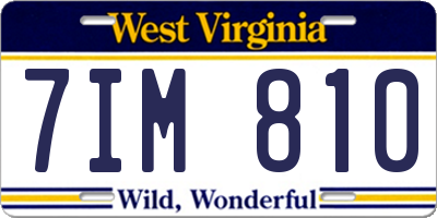 WV license plate 7IM810
