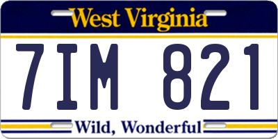 WV license plate 7IM821