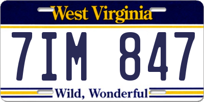 WV license plate 7IM847