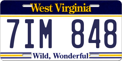 WV license plate 7IM848