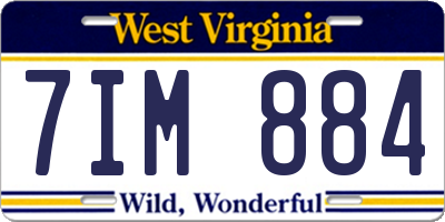 WV license plate 7IM884