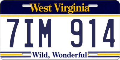 WV license plate 7IM914