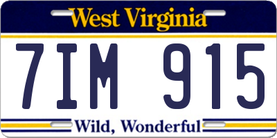 WV license plate 7IM915