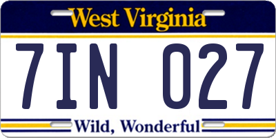 WV license plate 7IN027