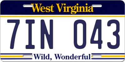 WV license plate 7IN043