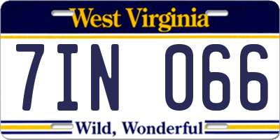 WV license plate 7IN066