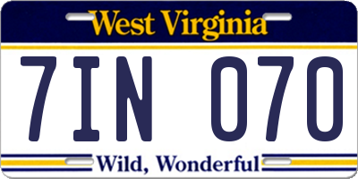 WV license plate 7IN070